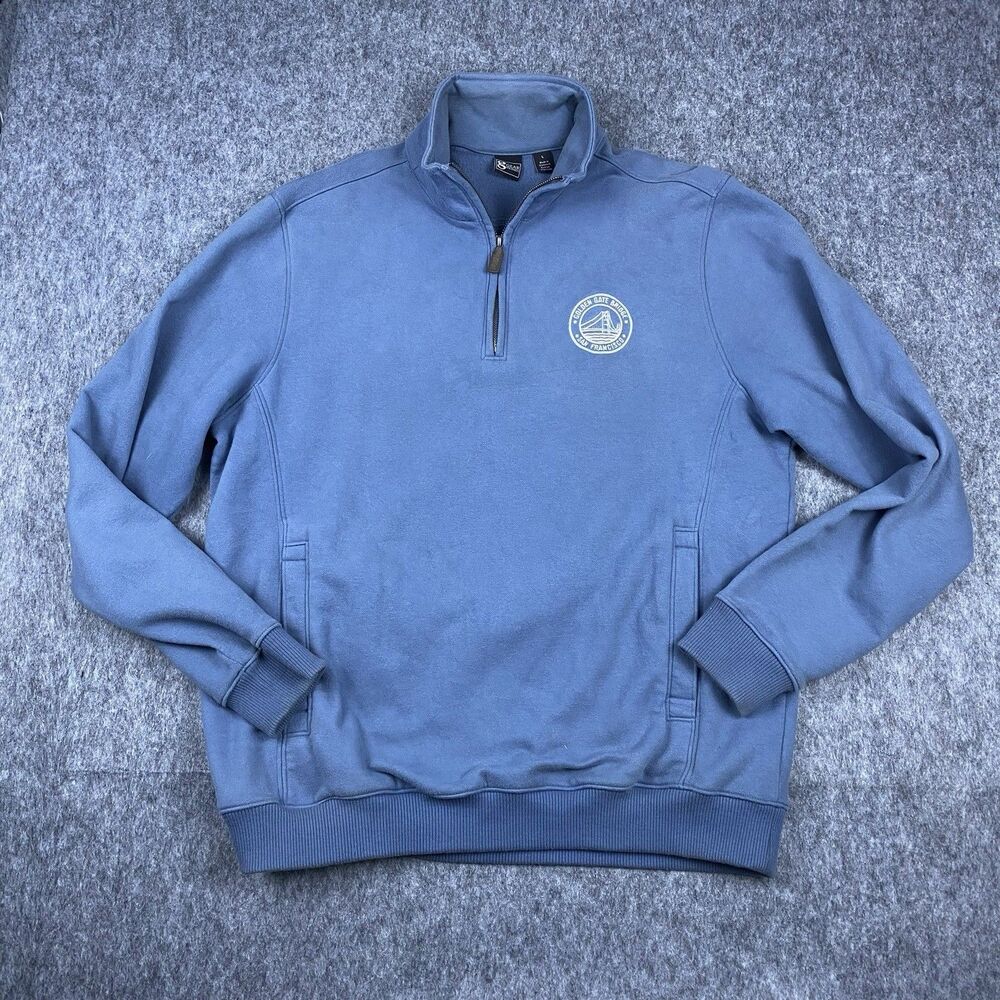 Gear for Sports Men's Quarter Zip Sweatshirt Blue Fleece Golden Gate Bridge Sz L